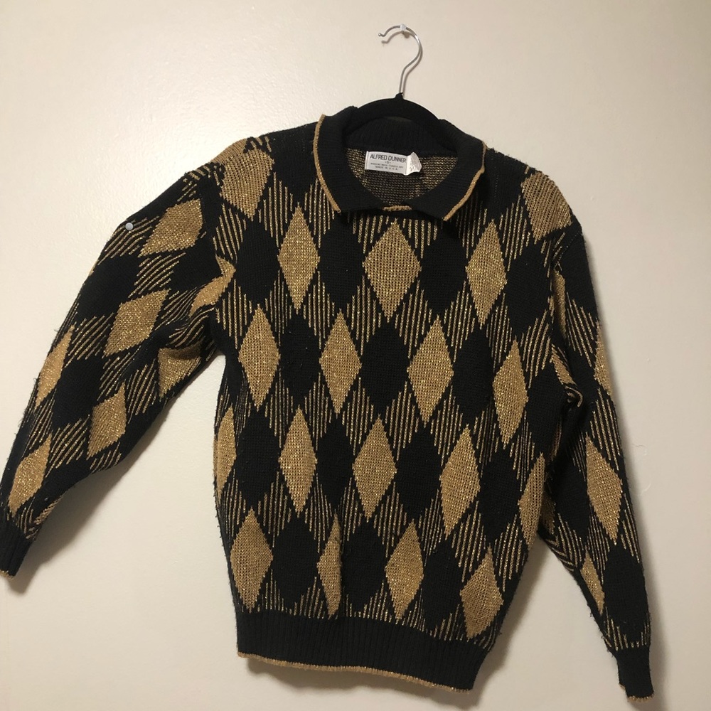 Vintage gold argyle woven sweater